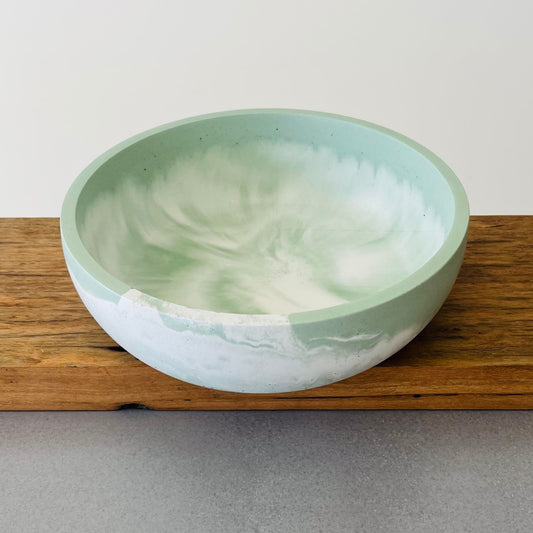 Cove Bowl in signature Sea Meadow Marble Concrete finish
